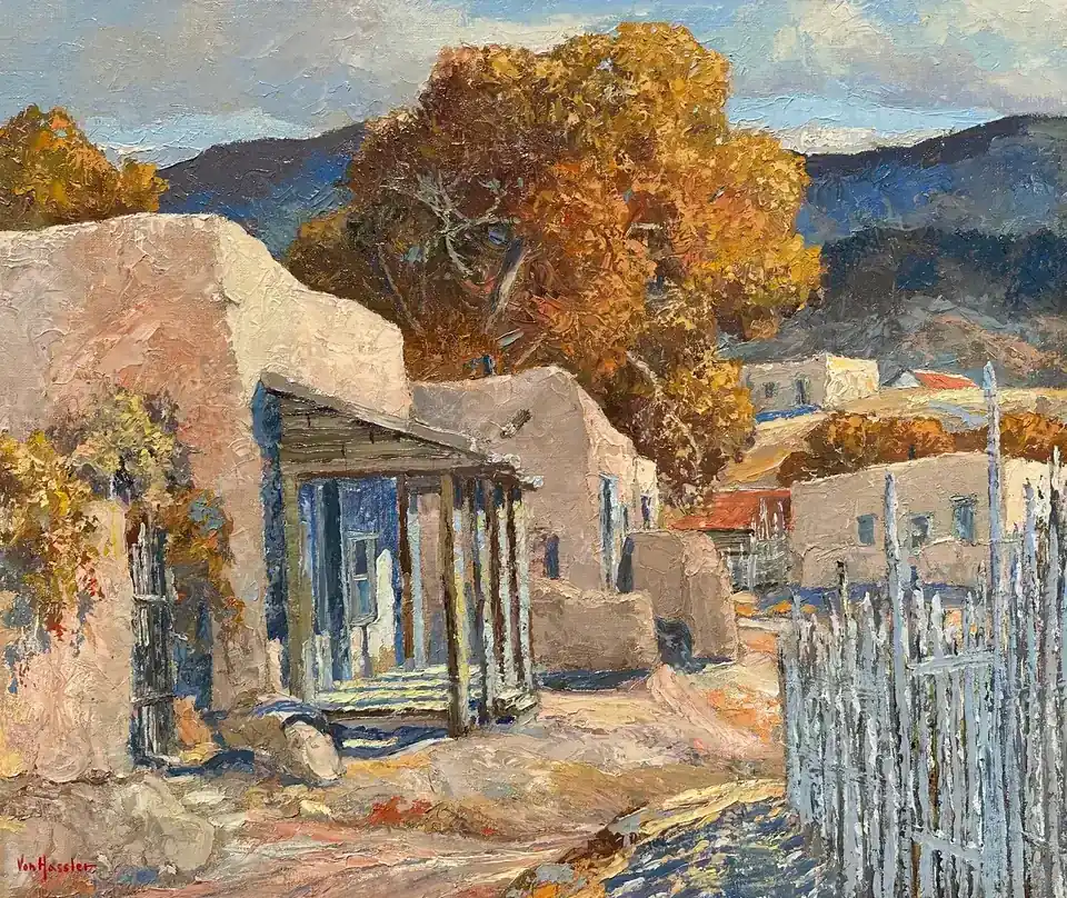 Carl von Hassler, Autumn in Old Pojoaque, New Mexico, oil on canvas