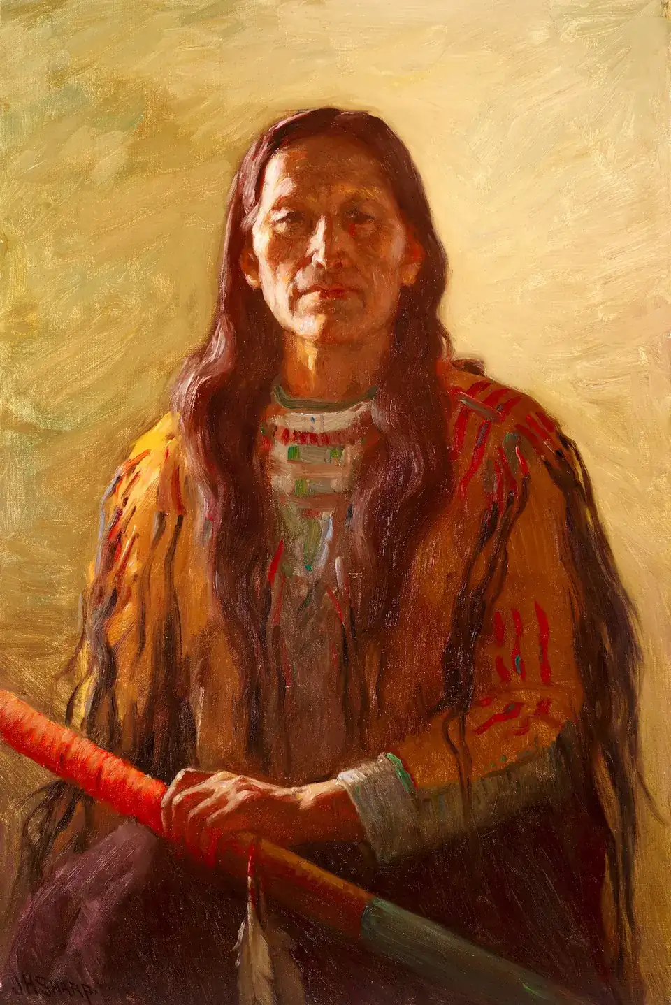 Joseph Henry Sharp, Lorenzo Martinez, Governor of Taos, oil on canvas