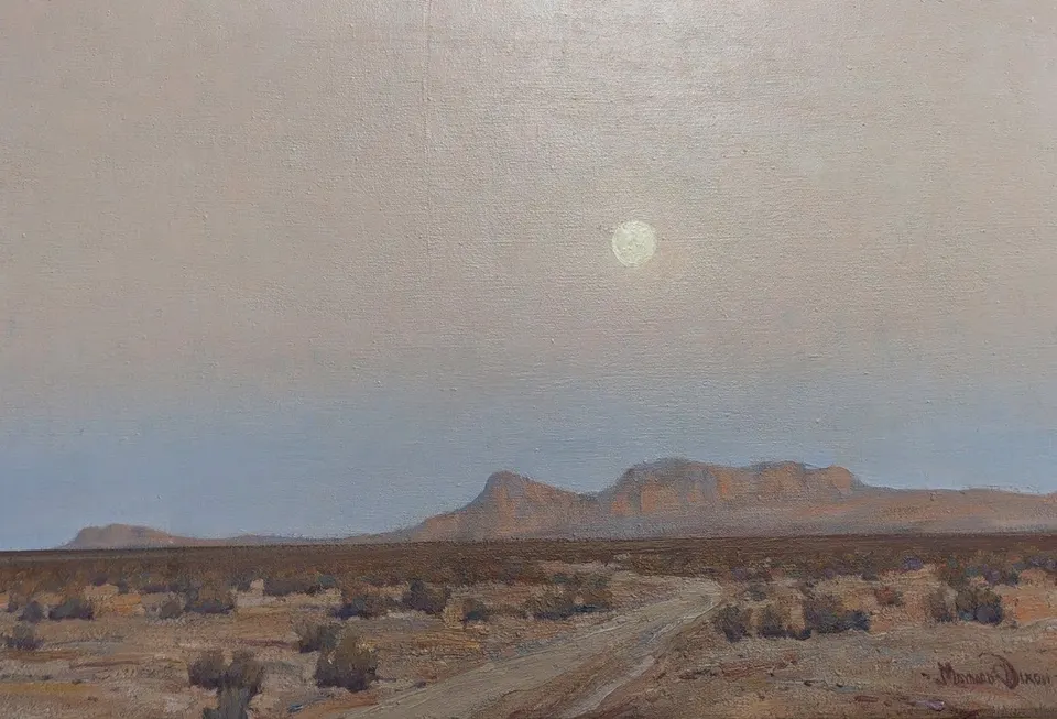 Maynard Dixon, Moonrise over Mojave, oil on canvas