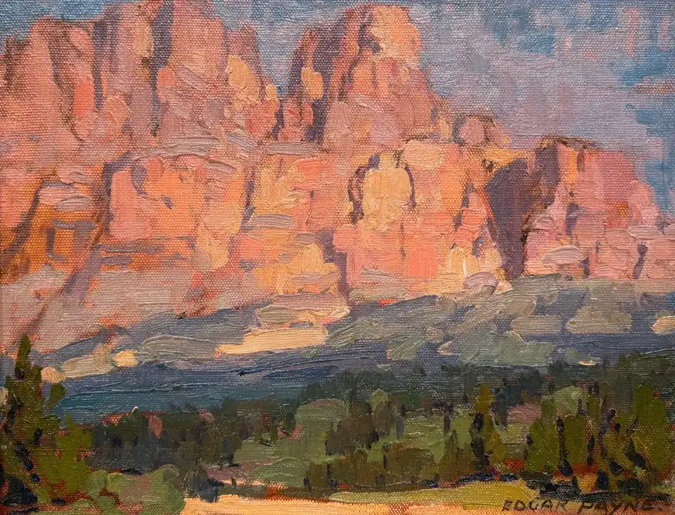 Edgar Payne, Red Rock Canyon, oil on canvas on board