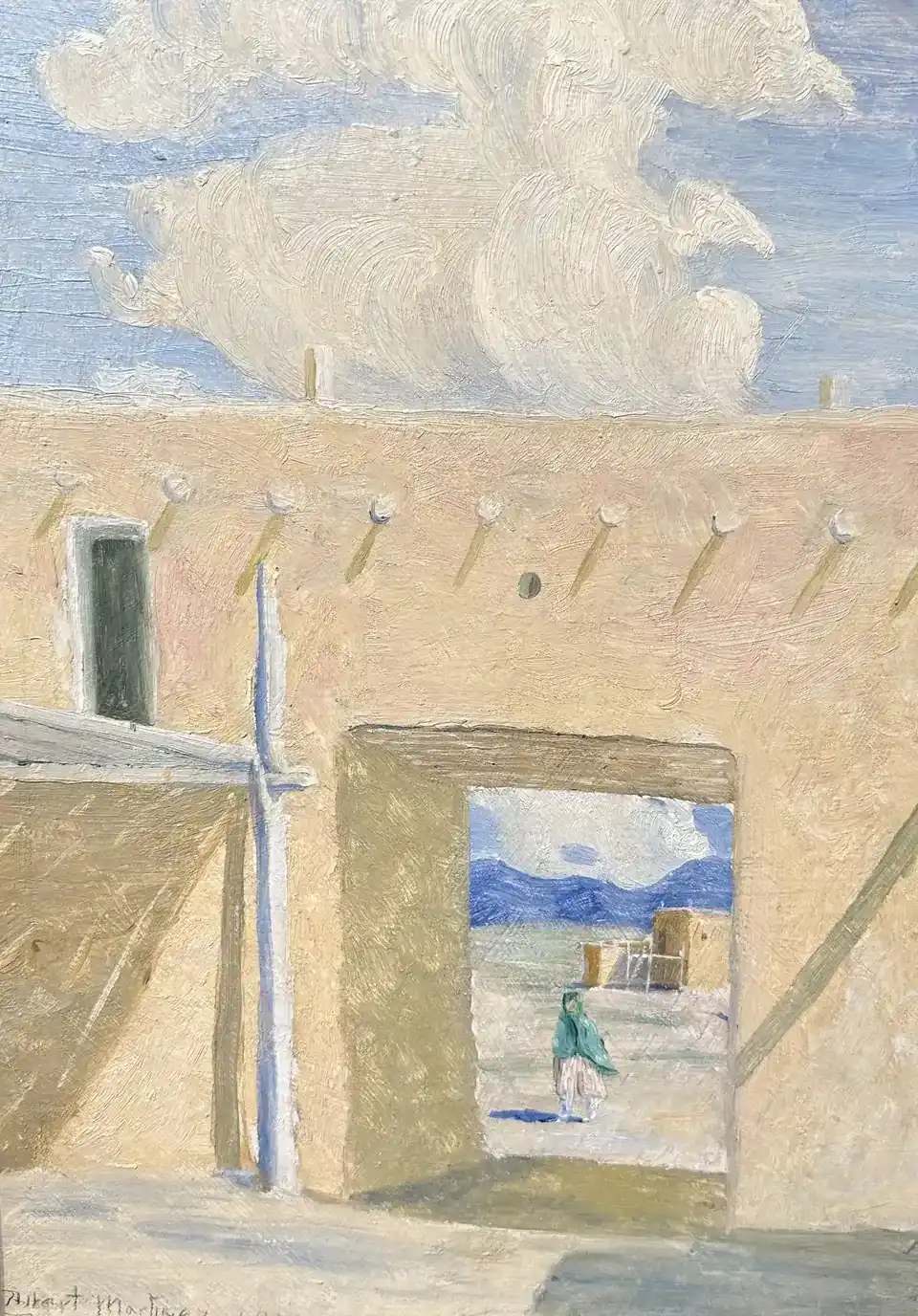 Albert Looking Elk Martinez, Taos Pueblo, oil on board