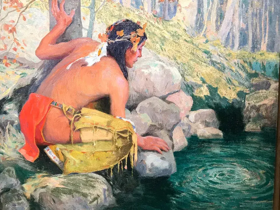 E. Irving Couse, Trout Ripples, oil on canvas